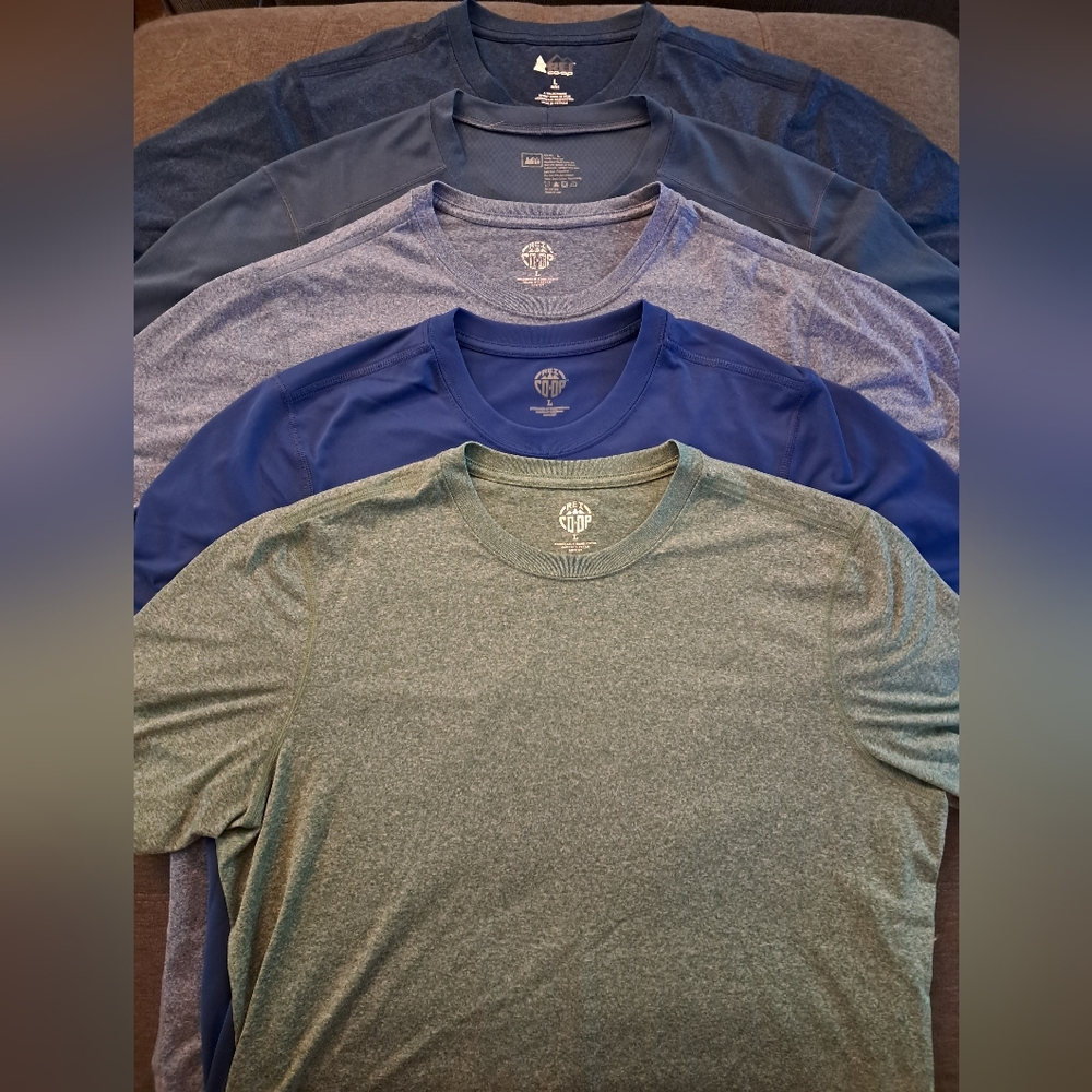REI + Kyodan Men's Performance T-Shirts + hoodie 6 PC BUNDLE